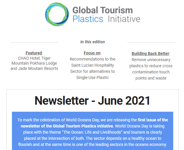 Global Tourism Plastics Initiative Newsletter June 2021 One Planet